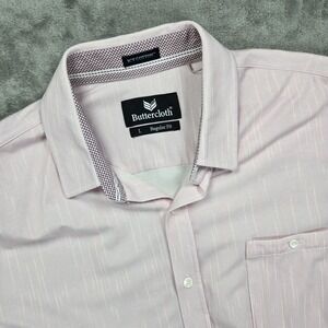 Buttercloth Mens‎ Large Icy Cotton Button Up Shirt Pink Regular Fit EUC